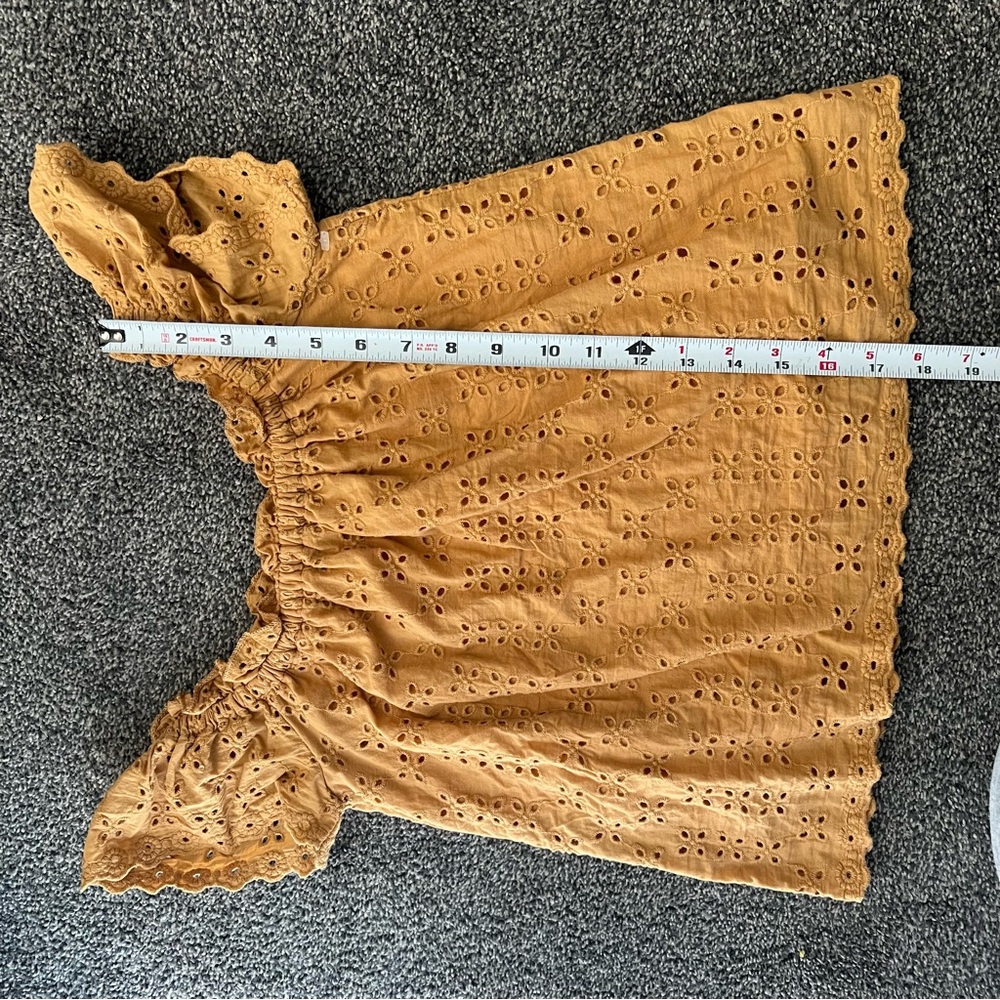 Mustard Eyelet Off-Shoulder Top - Picture 7 of 7